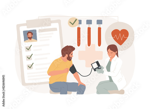 Cardiac patient card isolated concept vector illustration.