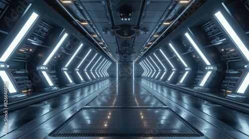 Landing strip spaceship interior 3D rendering elements of this image furnished by photo