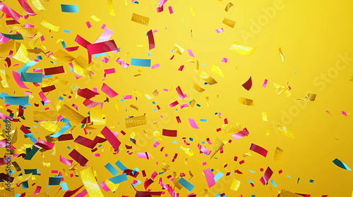 A dynamic confetti-filled background with space for your message or branding