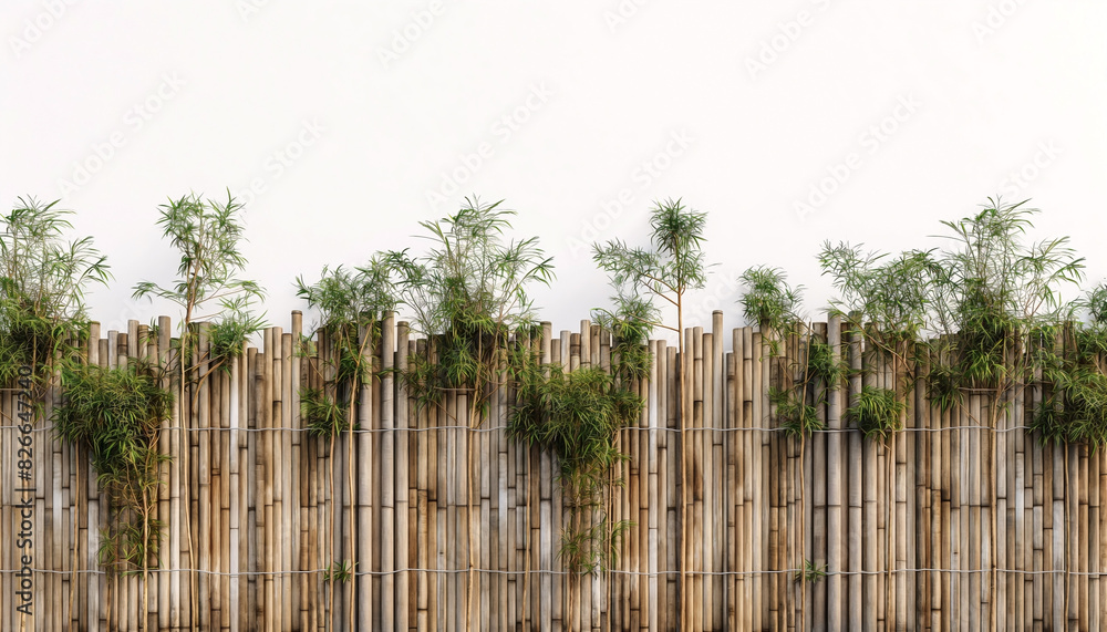 bamboo fence on white background bamboo fence on white background