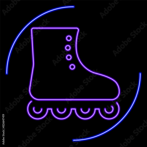 rollers neon sign, modern glowing banner design, colorful modern design trend on black background. Vector illustration.