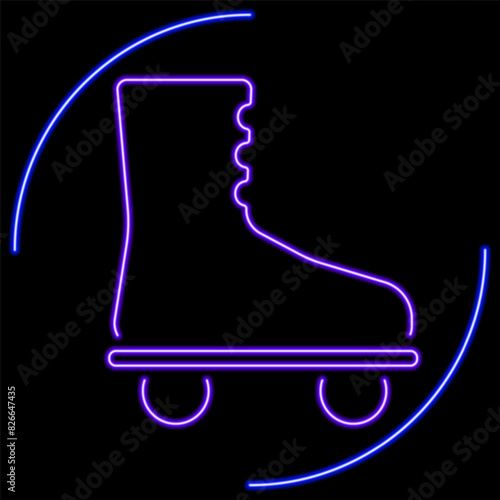 rollers neon sign, modern glowing banner design, colorful modern design trend on black background. Vector illustration.