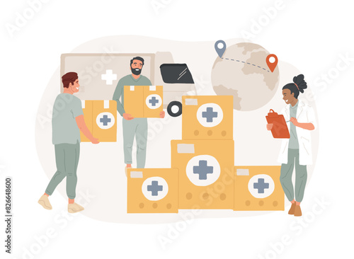 Humanitarian aid isolated concept vector illustration.