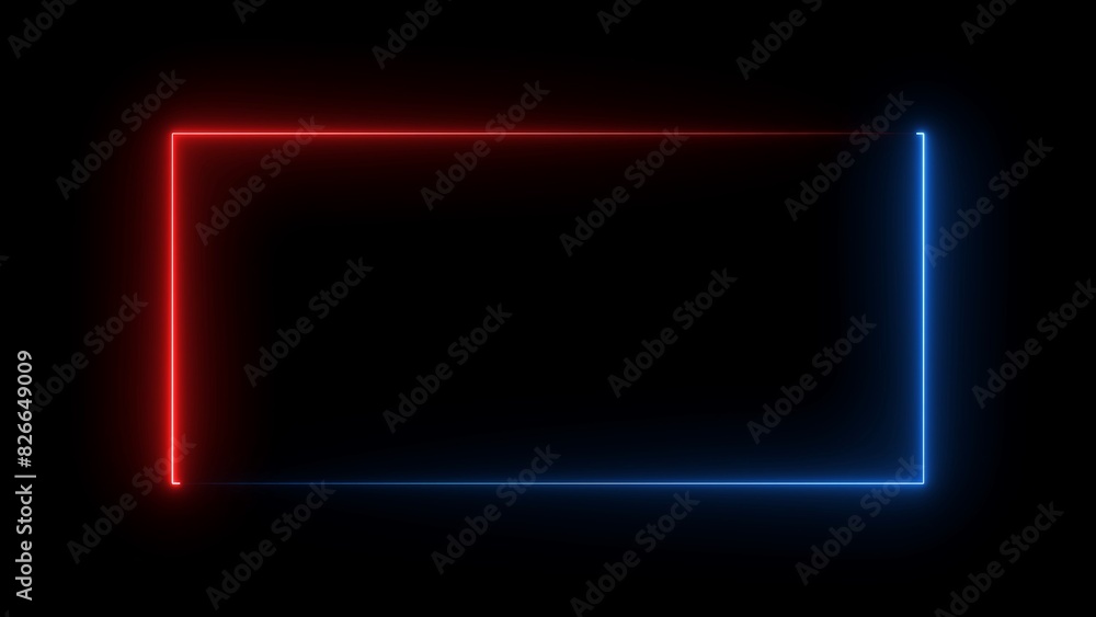 Square rectangle picture frame with two tone neon color on isolated black background. Square rectangle picture frame with two tone neon color on isolated black background.