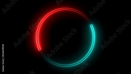 Abstract beautiful blue neon frame circle loading icon background illustration 4k.