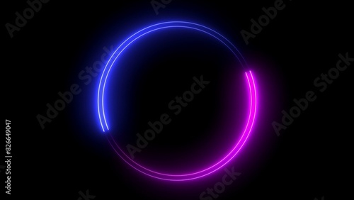 Abstract beautiful blue neon frame circle loading icon background illustration 4k.