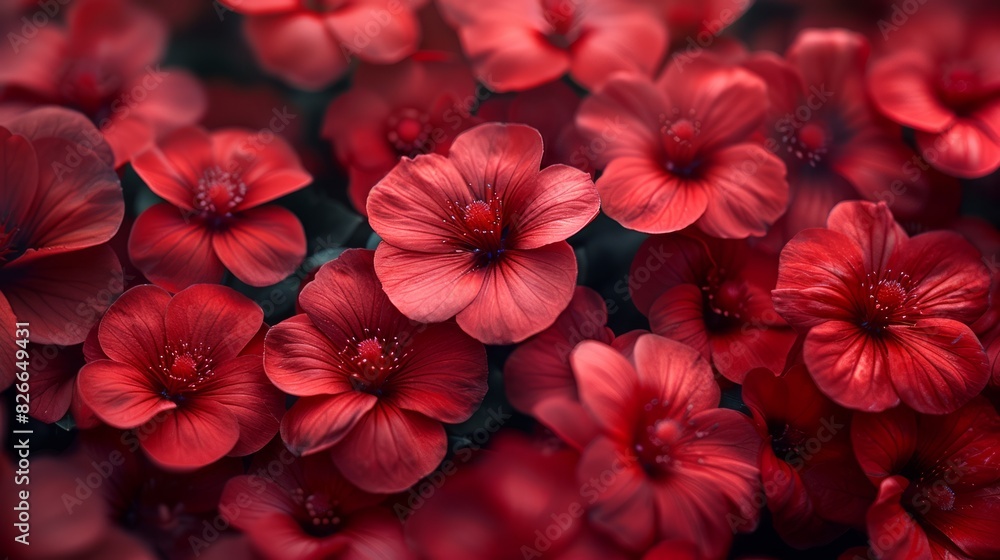 Red flowers in a dark background. Red flowers in a dark background.