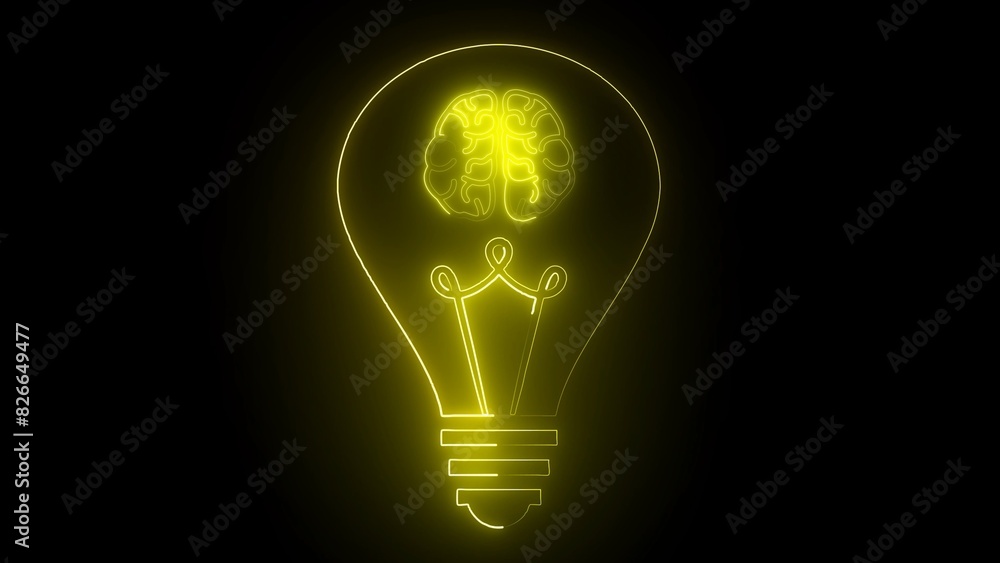 The human brain combined with an electric light bulb. A glowing light bulb that have a glowing human brain inside. Symbol for creative and thinking idea concept. The human brain combined with an electric light bulb. A glowing light bulb that have a glowing human brain inside. Symbol for creative and thinking idea concept.