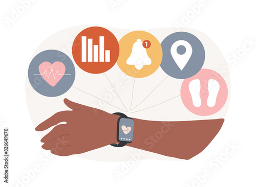 Smartwatch health care isolated concept vector illustration.