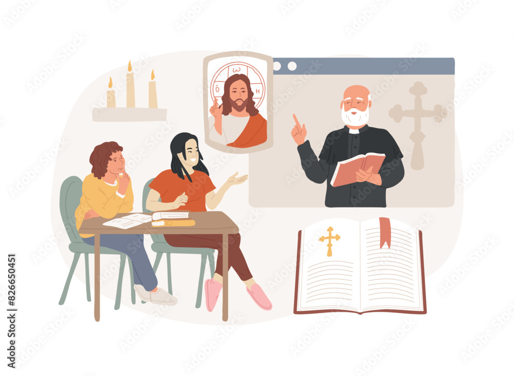 Theology isolated concept vector illustration. Theology isolated concept vector illustration.