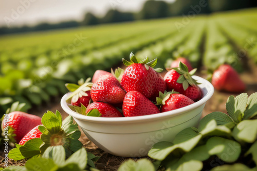 Wallpaper Mural Deliciosas y frescas frutillas coloradas en un campo de frutillas. cosecha Torontodigital.ca