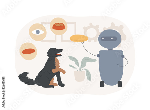 Robotic pet sitters isolated concept vector illustration.