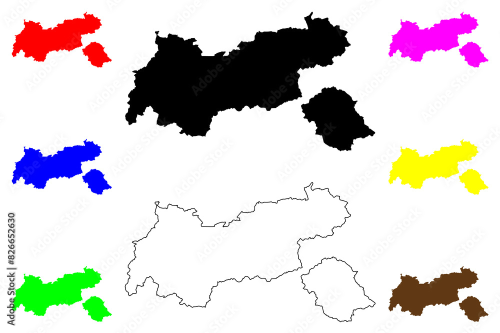 Tyrol (Republic of Austria) map vector illustration, scribble sketch Tyrol (state) map Tyrol (Republic of Austria) map vector illustration, scribble sketch Tyrol (state) map