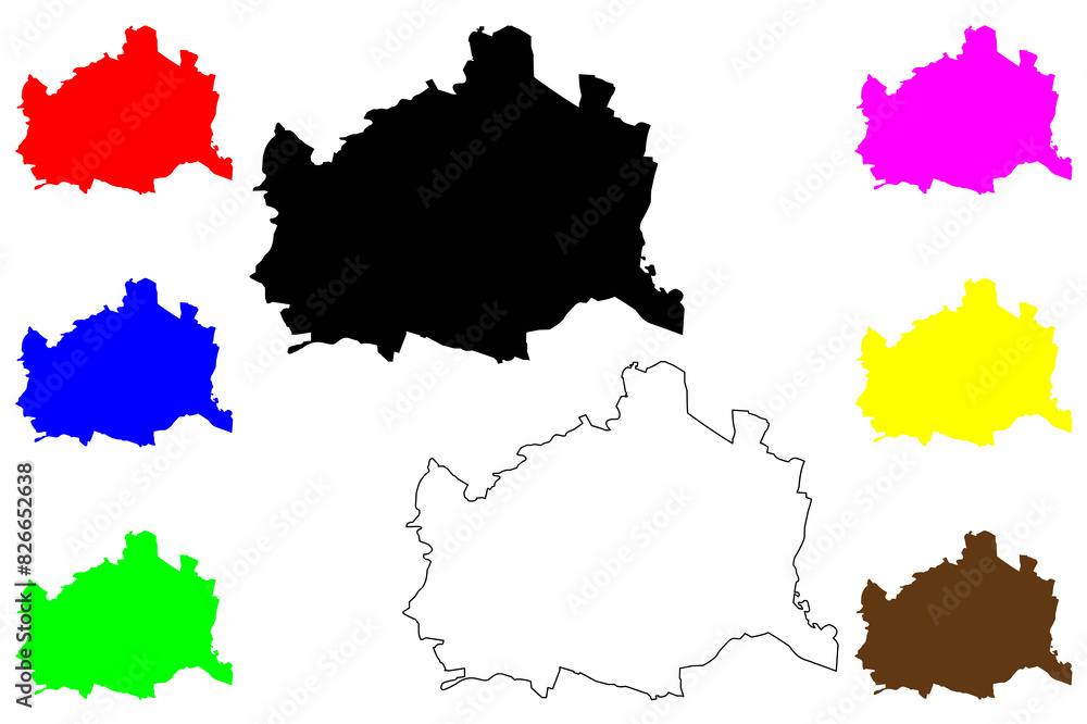 Vienna (Republic of Austria, Wien, Capital city and state) map vector illustration, scribble sketch Vienna map Vienna (Republic of Austria, Wien, Capital city and state) map vector illustration, scribble sketch Vienna map