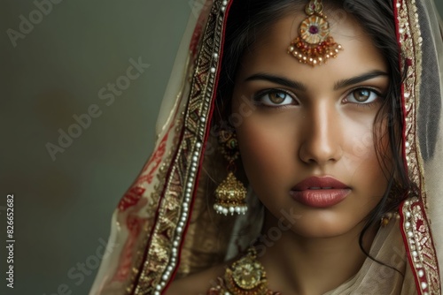 A beautiful woman in traditional indian attire.