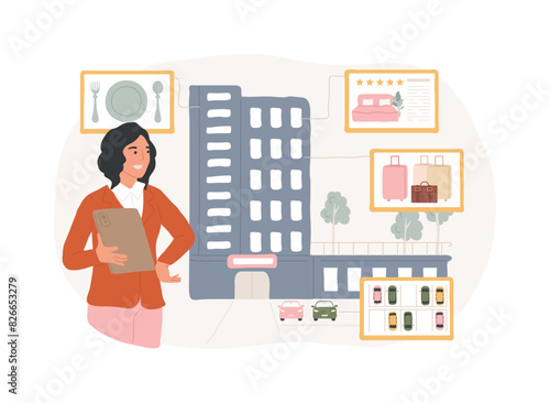 Hospitality management isolated concept vector illustration.