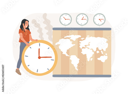 Time zones isolated concept vector illustration.