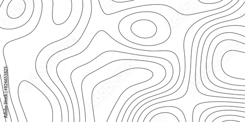 Black and white abstract topographic contours map background, topographic map and landscape terrain texture grid outline cartography landscape white wave paper curved reliefs abstract background.