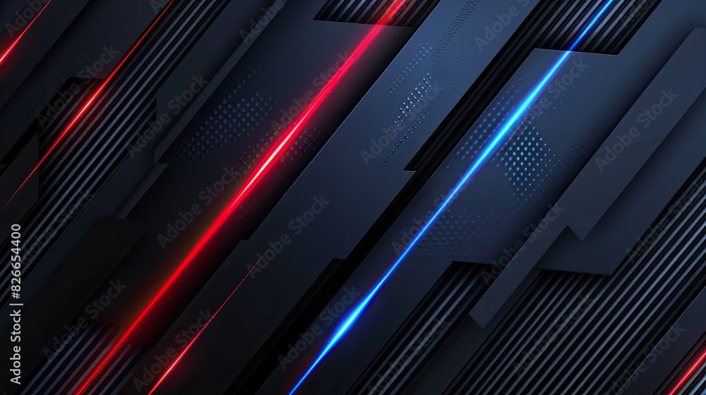 Luxury abstract black metal background with blue and red light lines. Dark 3d geometric texture illustration. modern design Luxury abstract black metal background with blue and red light lines. Dark 3d geometric texture illustration. modern design