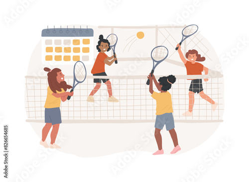 Tennis camp isolated concept vector illustration.