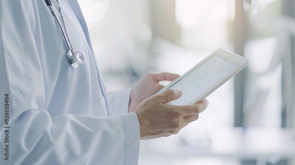 A close-up of a hand holding a tablet displaying virtual Medical innovation technology A close-up of a hand holding a tablet displaying virtual Medical innovation technology