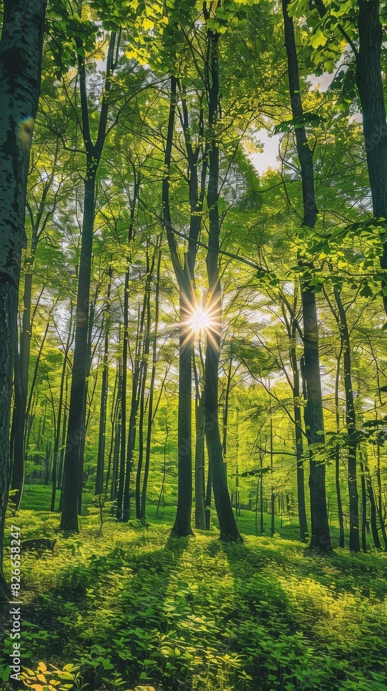 Fototapeta premium Sunlit Forest Landscape