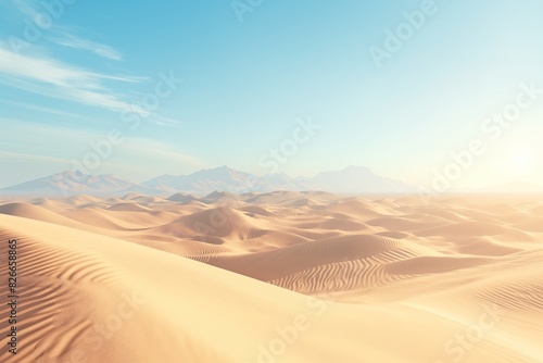 Gentle dunes and mountainous desert backdrop