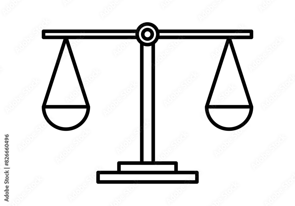 Icono negro de balanza equilibrada de justicia. Icono negro de balanza equilibrada de justicia.