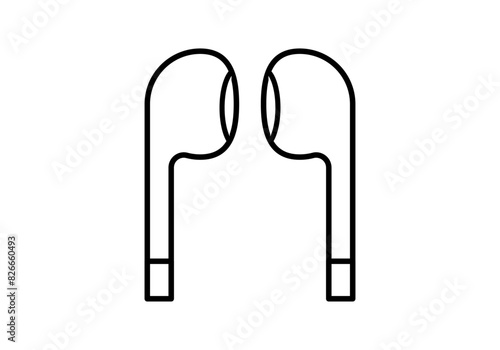 Icono negro de auriculares inalámbricos. 