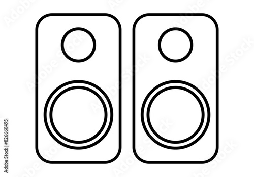 Icono negro de dos altavoces de PC.