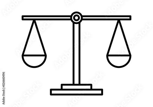 Icono negro de balanza equilibrada de justicia.