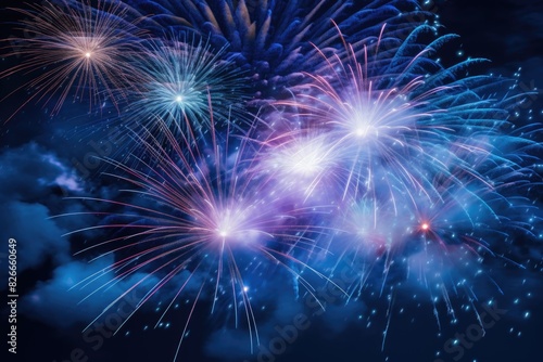 Wallpaper Mural A fireworks display in the sky with a blue background Torontodigital.ca