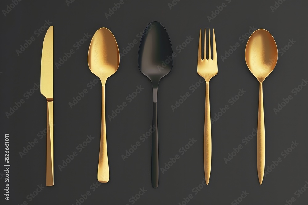 A set of silverware with a knife, fork, and spoon A set of silverware with a knife, fork, and spoon