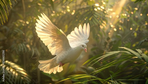 Graceful White Dove in Enchanted Forest