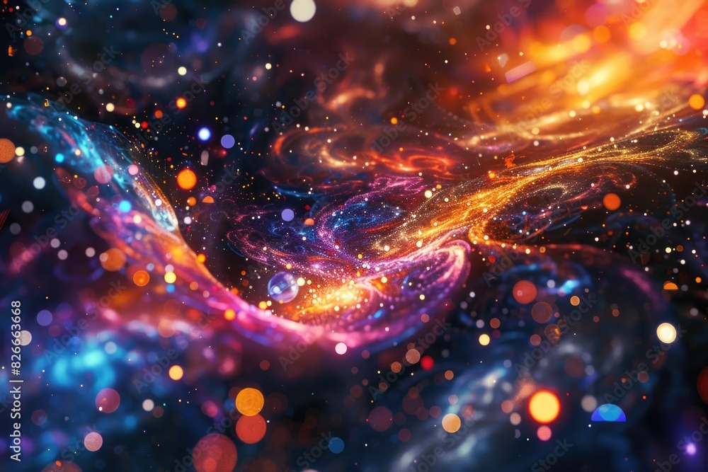 A colorful galaxy with a spiral shape. The colors are bright and vibrant, creating a sense of wonder and awe. The stars are scattered throughout the galaxy, with some shining brighter than others A colorful galaxy with a spiral shape. The colors are bright and vibrant, creating a sense of wonder and awe. The stars are scattered throughout the galaxy, with some shining brighter than others