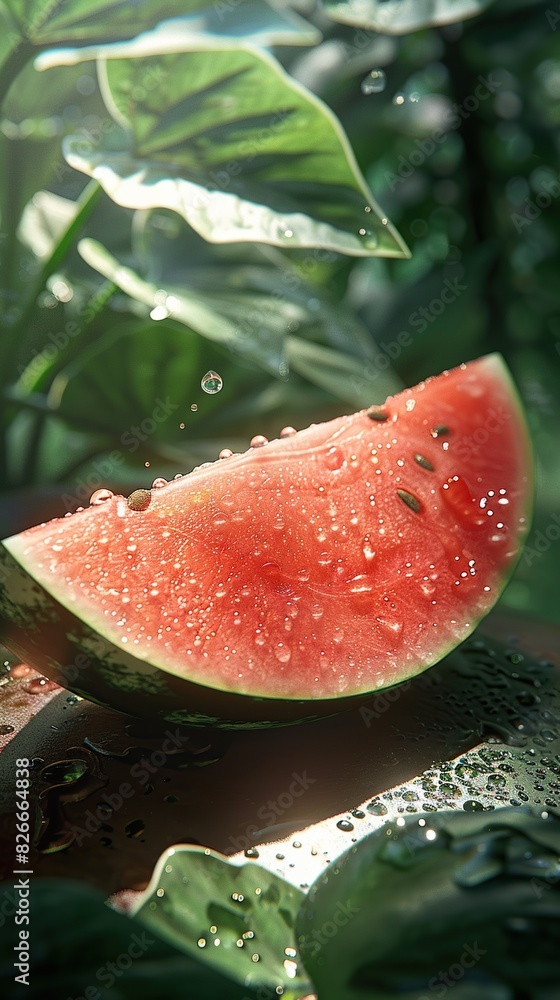 Juicy slices of watermelon. Red watermelon, fresh fruit. Created with Generative AI Juicy slices of watermelon. Red watermelon, fresh fruit. Created with Generative AI