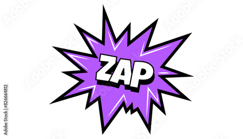 Pow comic bubble. Sound dialogue speech bubbles with word - Zap. Pop art expression in bright color and black outline.