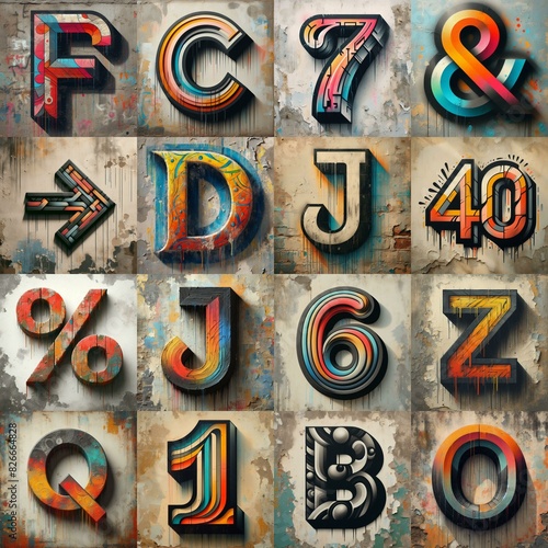 Graffiti style Lettering Typeface. AI generated illustration