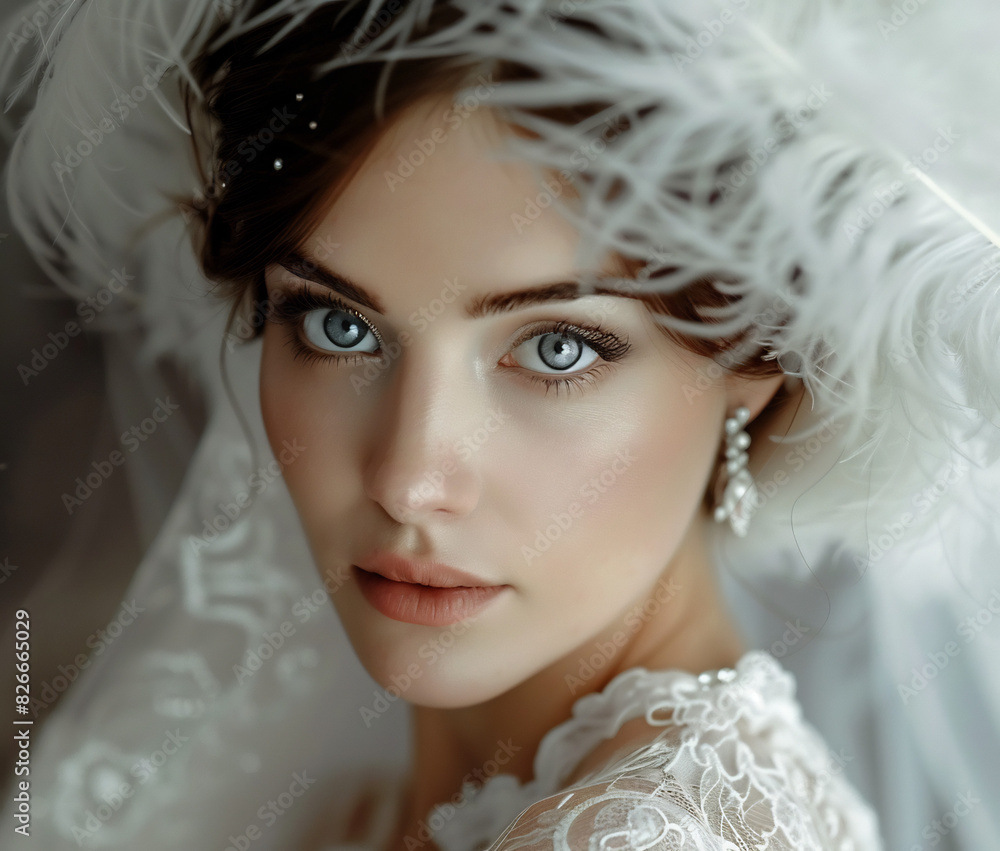 Closeup of Glamorous Bride with Elegant Makeup and White Dress AI Generative Image Closeup of Glamorous Bride with Elegant Makeup and White Dress AI Generative Image