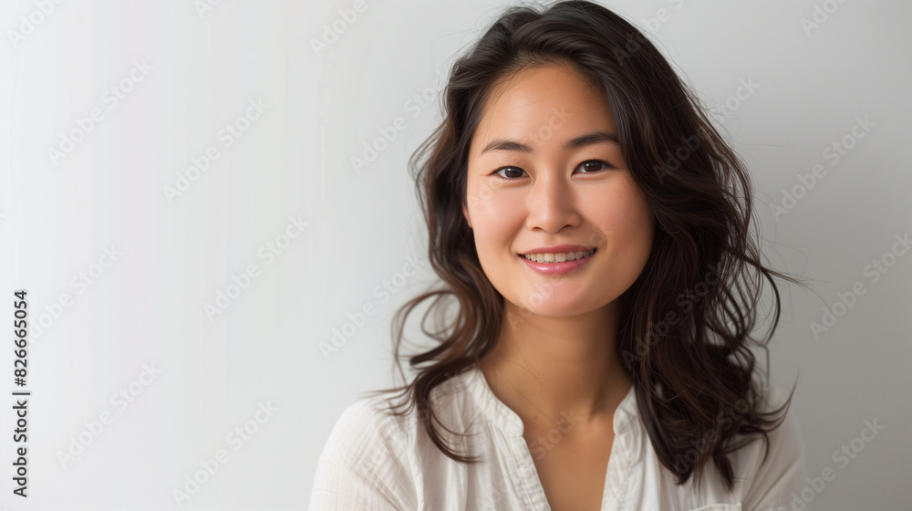 Cheerful Asian Woman Portrait on White Background Cheerful Asian Woman Portrait on White Background