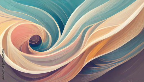 A colorful swirl of lines and shapes that seem to be flowing together
