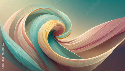 A colorful swirl of paint with a blue, pink, and yellow stripe