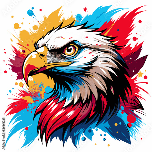 An eagle with a colorful background