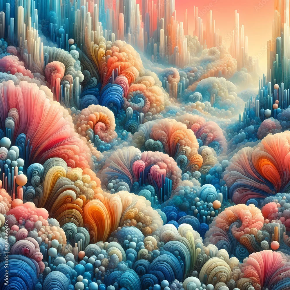 Fototapeta premium beautiful coral reef surrealism artwork,Generative AI