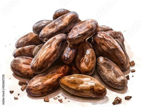 Wallpaper Mural A pile of chocolate covered nuts. The nuts are brown and appear to be almonds. The pile is on a white background Torontodigital.ca