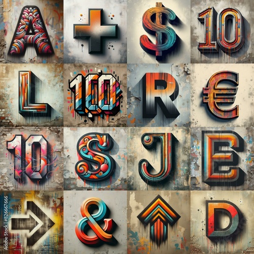 Graffiti style Lettering Typeface. AI generated illustration