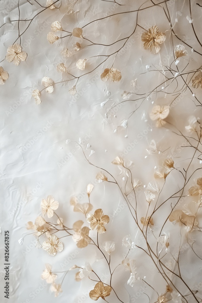 Golden botanical elements on a creamy background Golden botanical elements on a creamy background