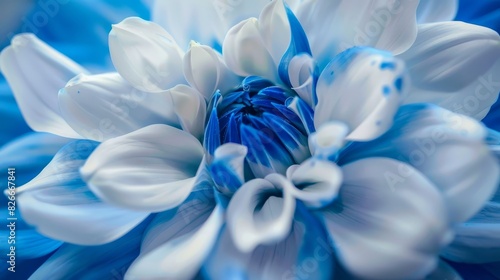 Blue and White Flower's Captivating Center in Soft Blur photo