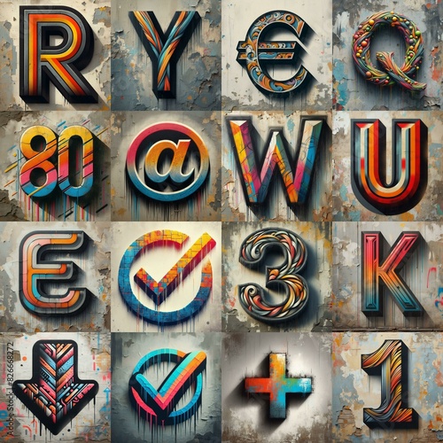 Graffiti style Lettering Typeface. AI generated illustration