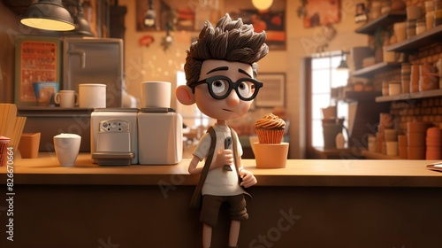 A photo of a 3D character in a coffee-inspired art #826670664